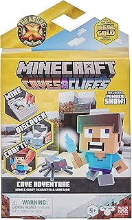 Treasure X Minecraft Caves & Cliffs Cave Adventure Pack. Mine, Discover & Craft with 16 Levels of Adventure, Mine & Craft Character & Mini Mob to Collect. Will You find The Real Gold Dipped Treasure?