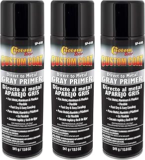 Custom Shop 1K High Build Primer Spray Paint (3 Pack) - 12 Oz Grey - Automotive Sandable Primer for Metal, Plastic, Fiberglass - Direct to Metal - Easy Sanding for Auto Paint