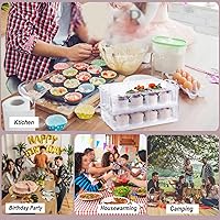 Vista 7 de BTSKY Soporte para cupcakes de plástico transparente de 2 niveles con tapa y asas, portador portátil para 24 cupcakes, contenedor de almacenamiento