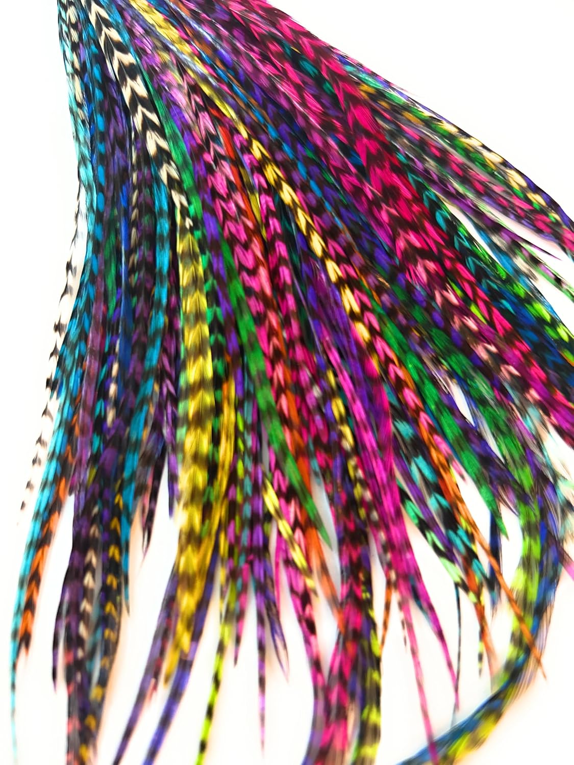 Short Hair Feathers, 200 count REAL Rooster Feathers in Rainbow Colors Pink, Blue, Purple, Red, Green, Yellow, Orange (Multicolor)