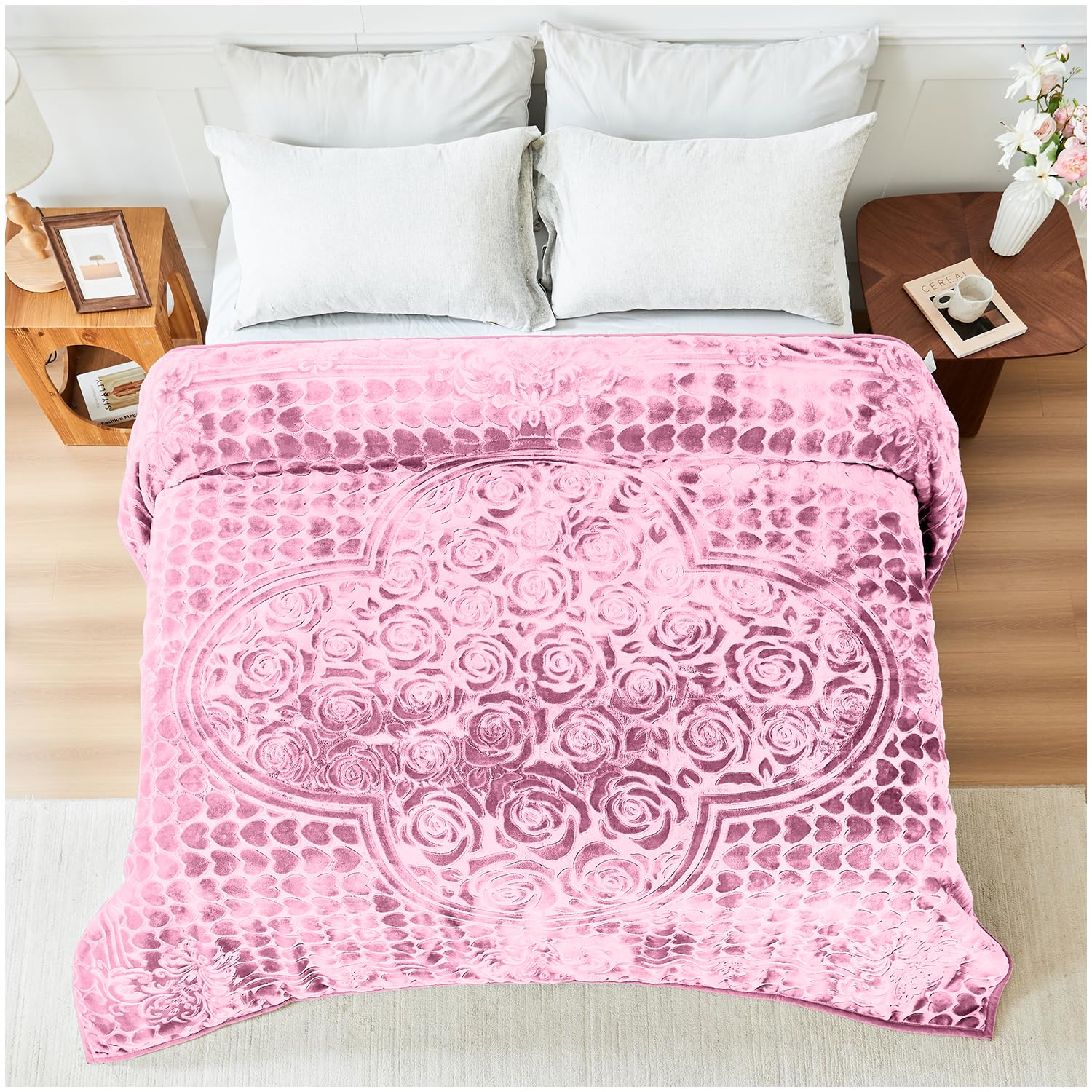 GC GAVENO CAVAILIA Blossom Heavy Blanket 2 Ply Sherpa Fleece Bed Throw 4kg