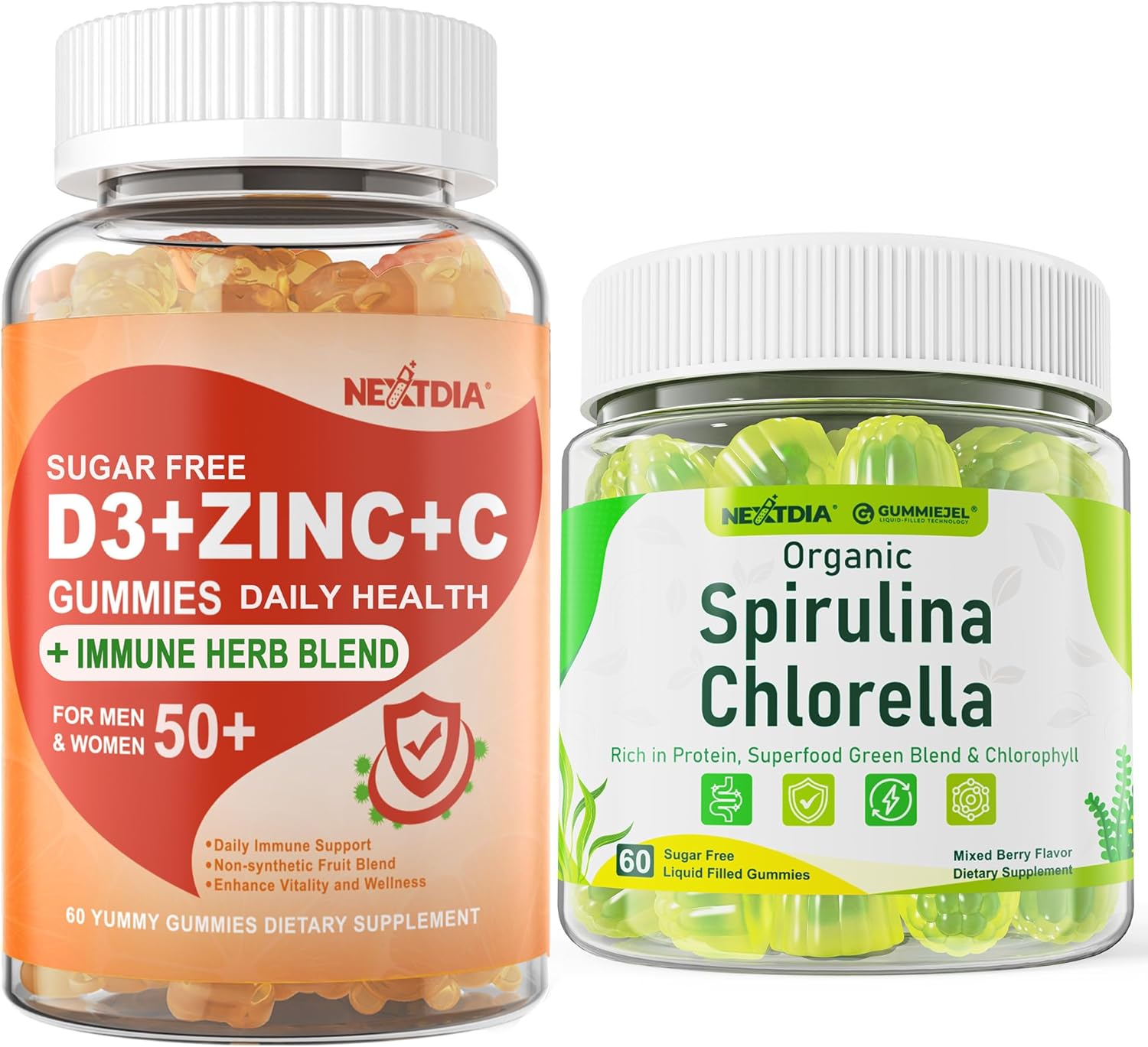 Sugar Free Organic Spirulina Chlorella Gummies...
