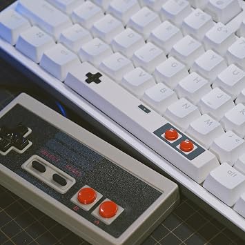 Retro Spacebar Keycaps Classic Controller-Shaped Space Bar ABS 6.25U OEM Profile Double Shot Custom Keycaps for MX Switch Mechanical Keyboard Type-A-White