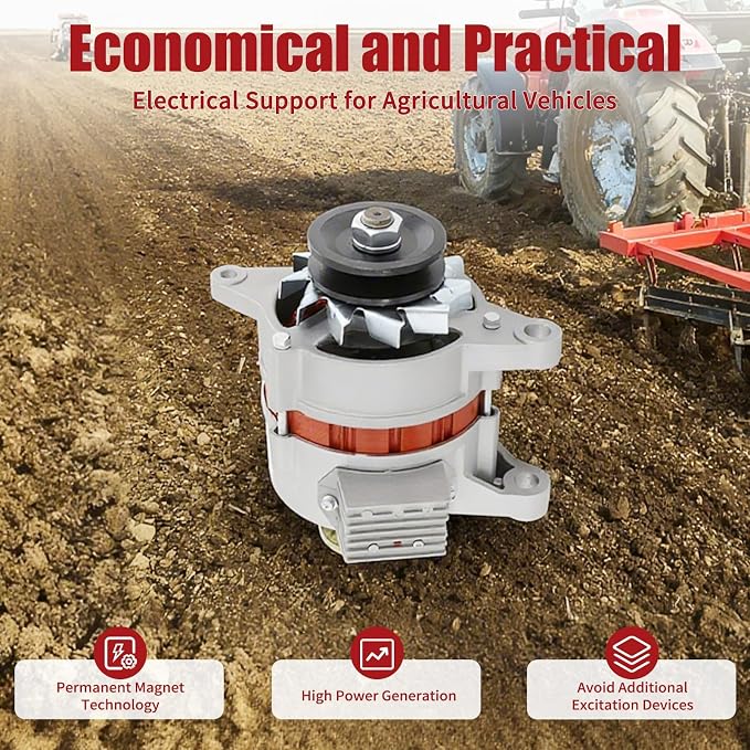 Generador de imán permanente, 12-14 V, 4500 rpm, alta eficiencia, 8,07 x 4,53 pulgadas, para vehículos agrícolas, triciclos y energía de emergencia al aire libre, alternador de corriente alterna/corriente continua miniatura 7
