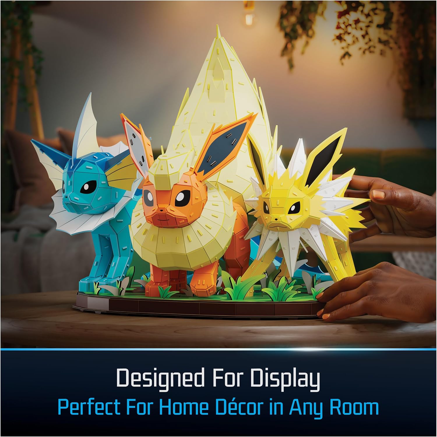 4D Build Pokémon Eevee Evolution Trio 3D Puzzle Model Kit, Shelf Display image 5