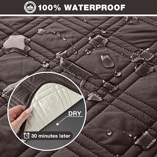 Miniatura 3 de TAOCOCO Funda reclinable 100% impermeable, fundas antideslizantes para sofá biplaza reclinable con correas elásticas, silla reclinable