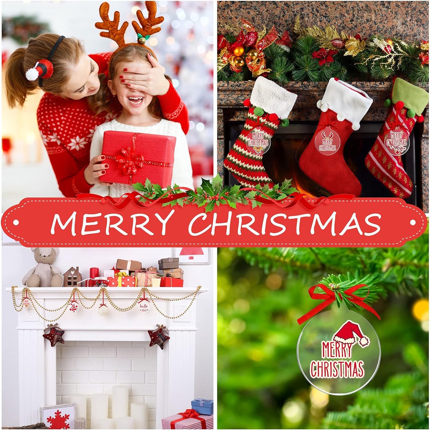 LATERN 60Pcs Christmas Bauble Clear Acrylic Disc Ornaments - Image 7