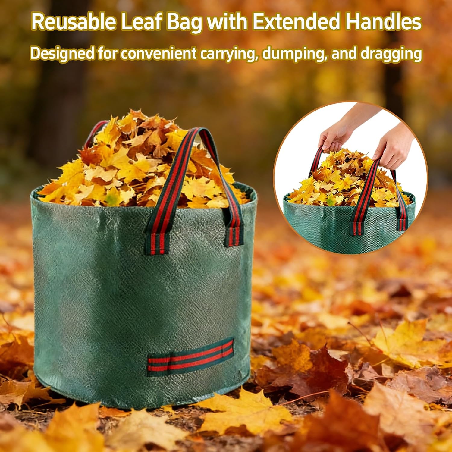 2 Pack Kids Adjustable Leaf Rake Set – 28" to 34" with Detachable Wooden Handles, Lightweight Plastic Head, Designed for Kids, Includes 2 Pairs of Gloves & Leaf Bag (Yellow)
