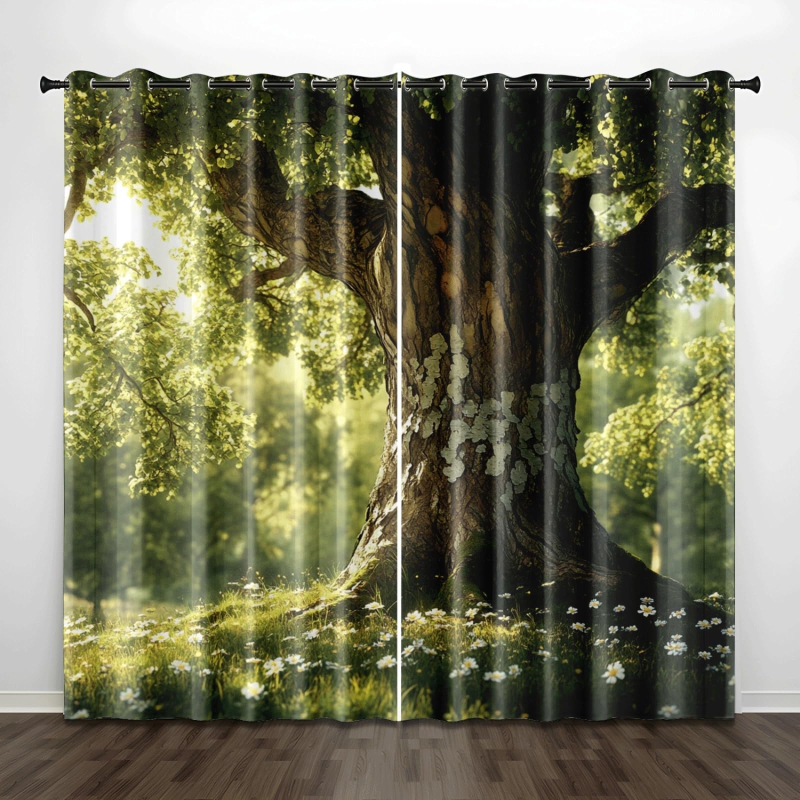 Curtain Weiß Braun Grün Gardinen Blackout Curtain Polyester Vorhang mit Ösen Waschbar Vorhänge Living Room Verdunklungsvorhänge Schlafzimmer Gardienen Vorhang Blickdicht 2x85x200cm