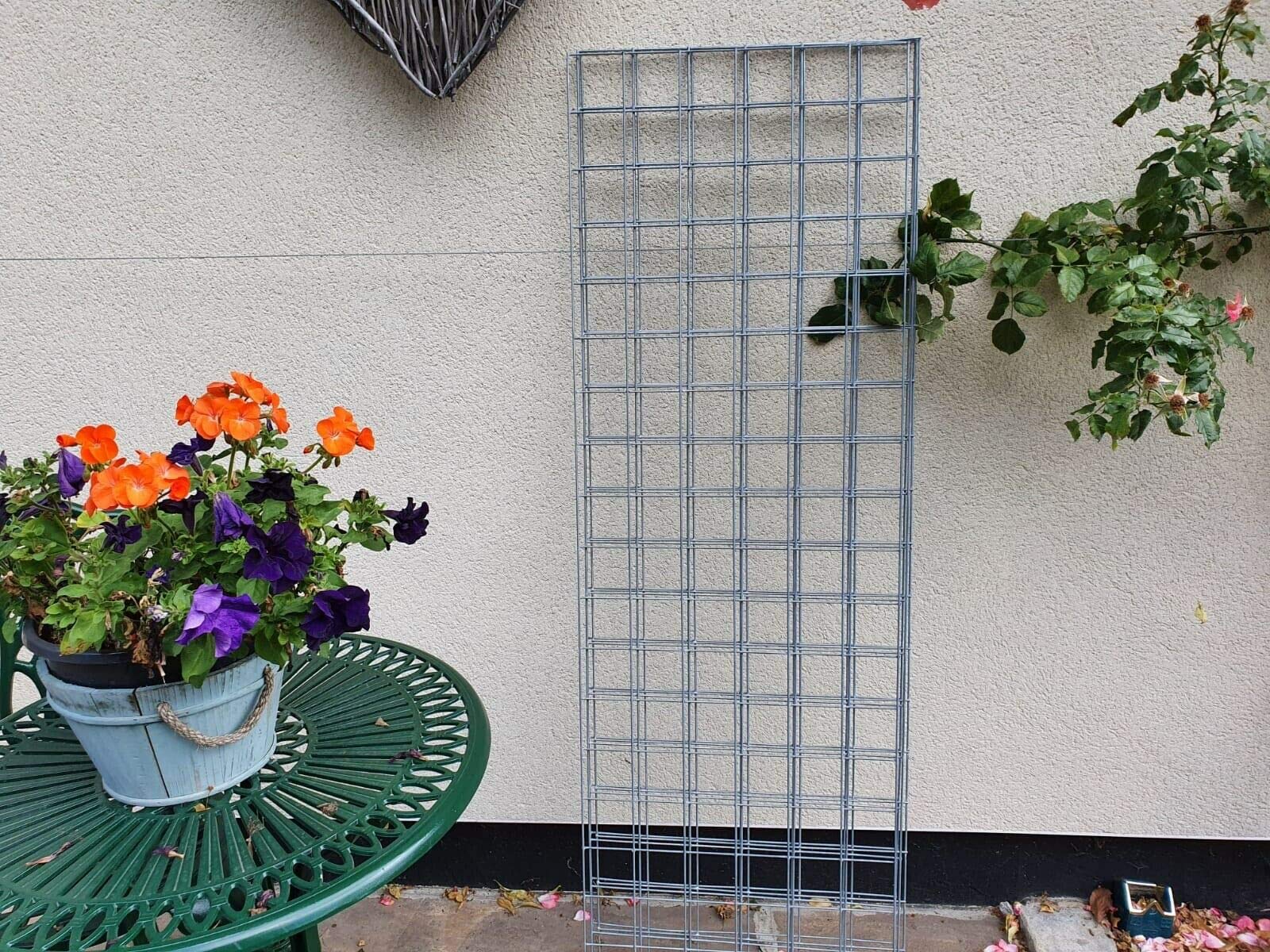 Metal Garden Trellis Mesh Panels 115cm x 45cm 3" x 3" Holes Heavy Duty 4mm Wire, Zincalu Protected Steel, Grey, 2 Pack