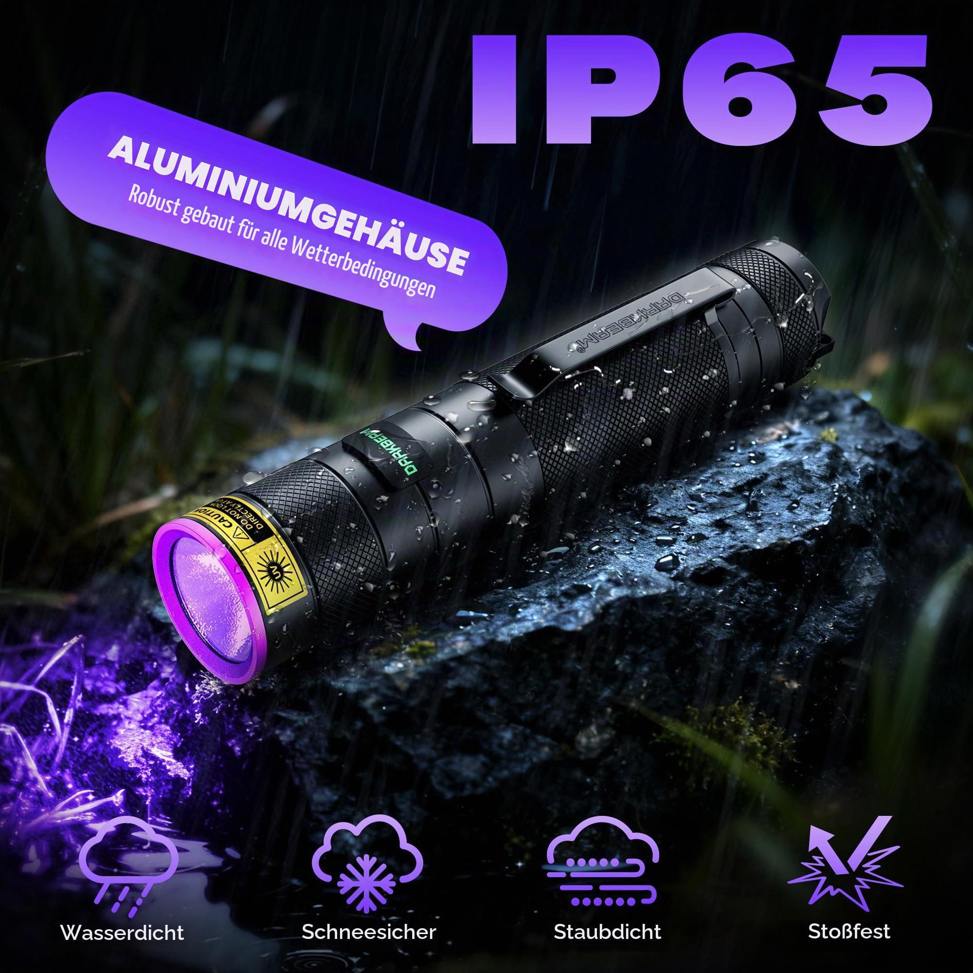 DARKBEAM UV Taschenlampe Schwarzlicht 395nm Stark, Wood Lampe