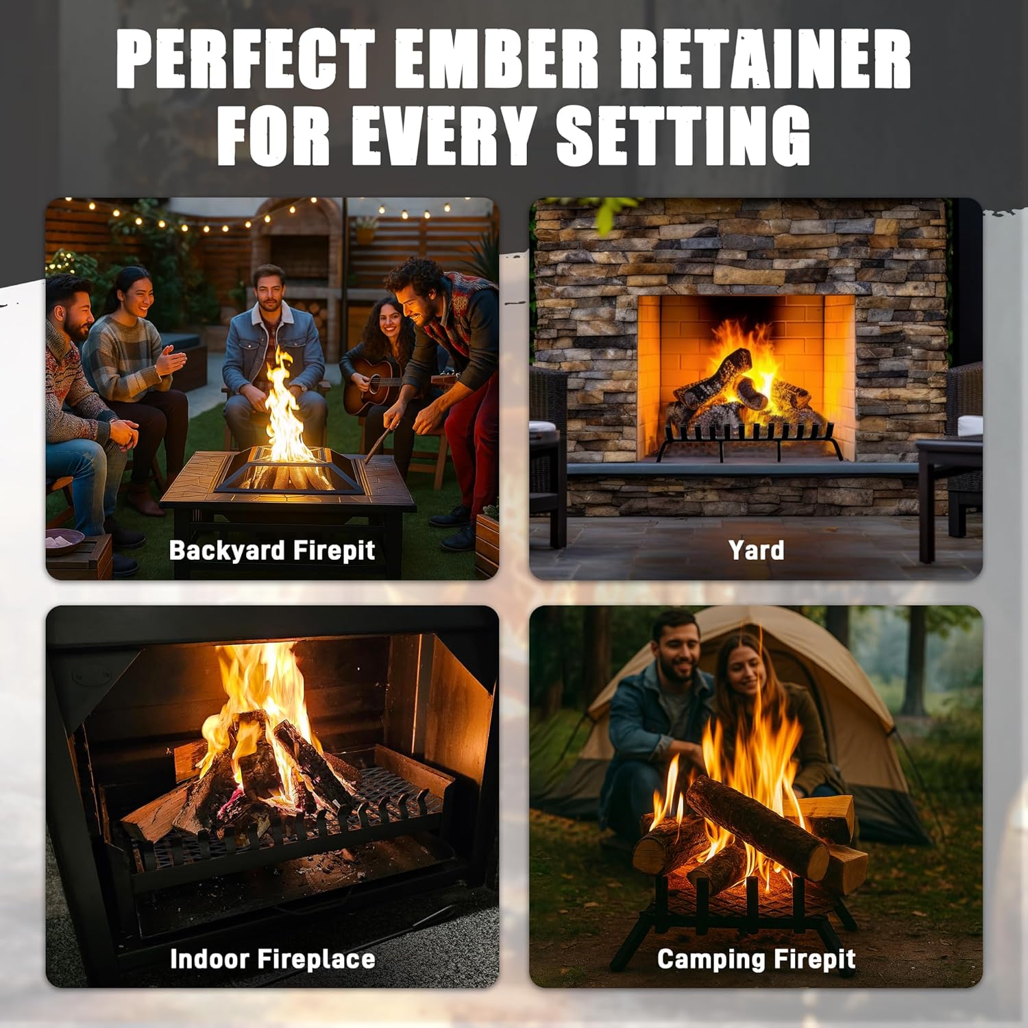 12" Steel Ember Retainer for Fireplace Grates | Enhances Burning Efficiency in Indoor Fireplaces | Durable Fire Accessory Fits 16 18 24 Inch Fireplace Grates | Easy Setup for Cozy Fire Experience