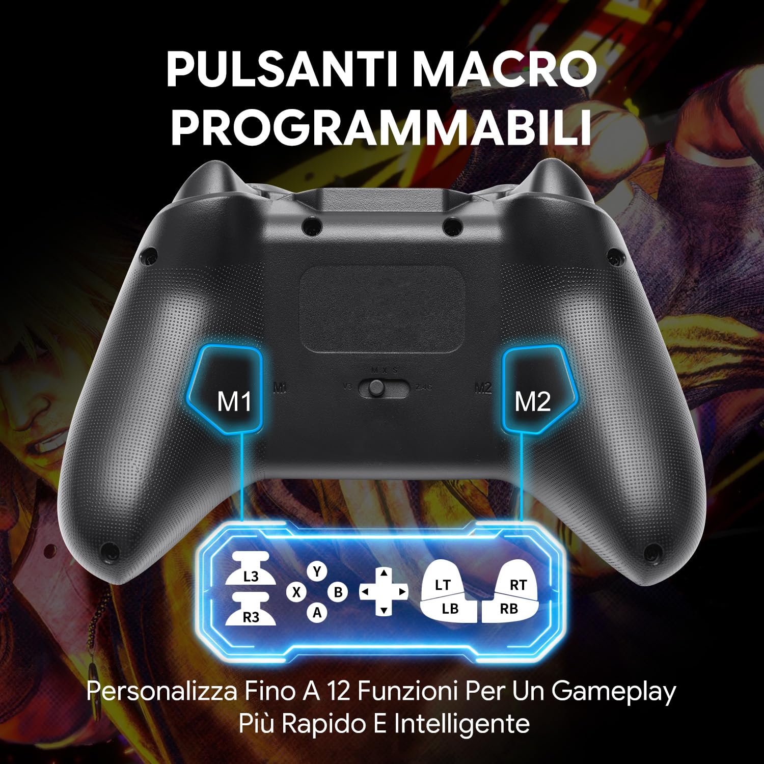 NITHO KARMA Controller Wireless Compatibile con Switch, Switch 2, PC Windows, Android e iOS, Gamepad con Hall Effect, Pulsanti Programmabili, Giroscopio 6 Assi, Turbo e Doppia Vibrazione - Nero