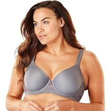 LEADING LADY, Brigitte, Lace Underwire Bra for Women, Lightly Padded Cups, Everyday Bra, Adjustable, Smoothing Bra, Grey, Fits 32G