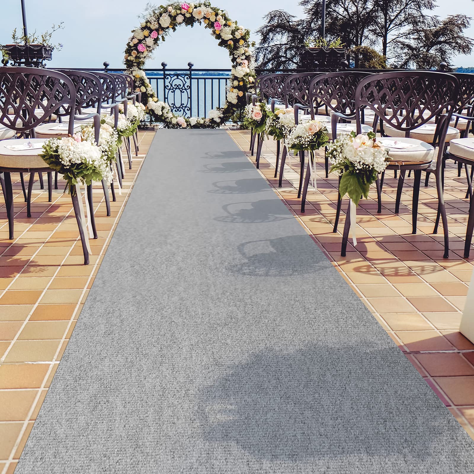 casa pura Tappeto per cerimonia grigio maculato, decorazione per matrimonio, tappeto per passaggio, eventi, compleanno, festa, moquette su misura, 21 colori | ignifugo, 1 m x 2 m