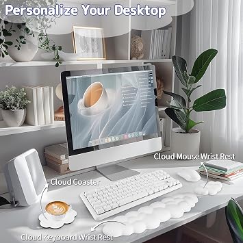 Sushret Cloud Wrist Rest Keyboard, PU Leather Memory Foam Cloud Keyboard Wrist Pad Set, Cute Armrest for Palm Support, PC/Play Table Accessories/Office Setup/Computer Hand