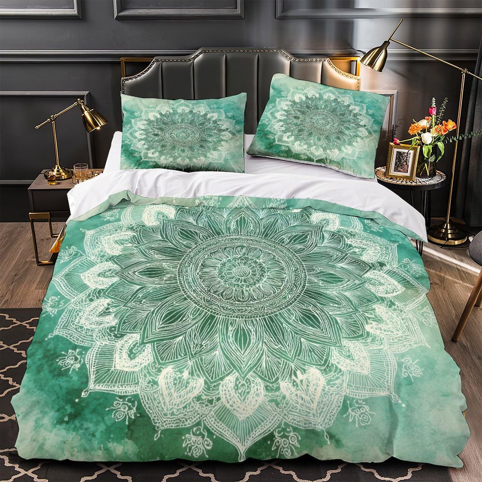 Housse de couette mandala hypoallergénique microfibre douce
