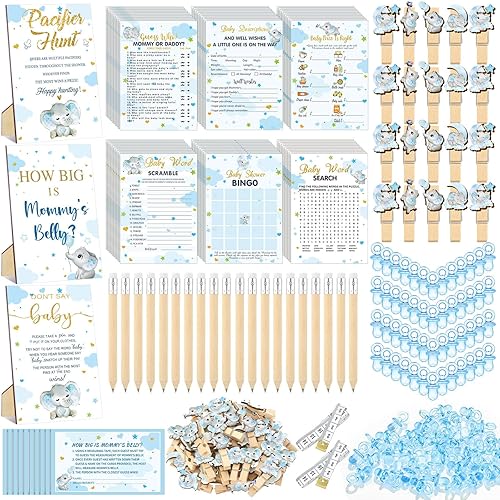 Miniatura 9 de Sherr 476 juegos florales de baby shower, 6 juegos de actividades, tarjeta floral, juego de caza de chupetes, 50 chupetes, qué tan grande es mamá,