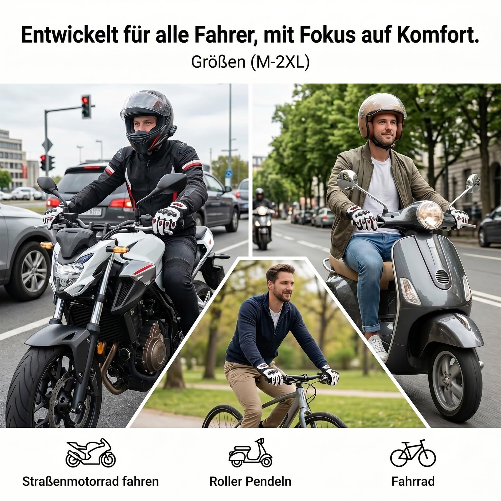 MOTOCENTRIC Kohlefaser Leder Motorradhandschuhe Herren Damen,Zwei-Finger-Touchscreen Motocross Handschuhe,Sommer Atmungsaktiv für Radfahren Rennen Fahrrad