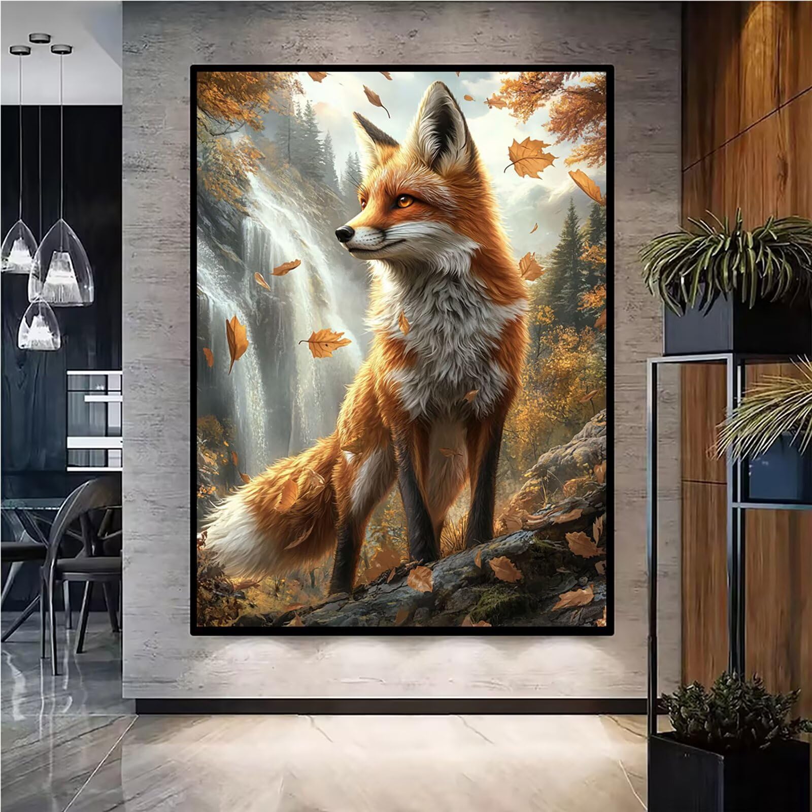 Malowanie diamentami dla dorosłych, duży, XXL, 60 x 80 cm, lis, diamentowe kamienie, pułapka, pełne wiertło, "zrób to sam", haft krzyżykowy, embridery, DIY, zestaw do malarstwa diamentowego dla