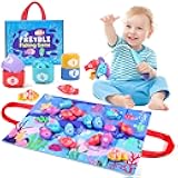 FREYBLI Montessori Toys for 1 Year Old, Cloth Toddler Fishing Game with Stacking Cups, Sorting Learning Baby Toy 12-18 Months, One Year Old Boy Girl First Birthday Gifts