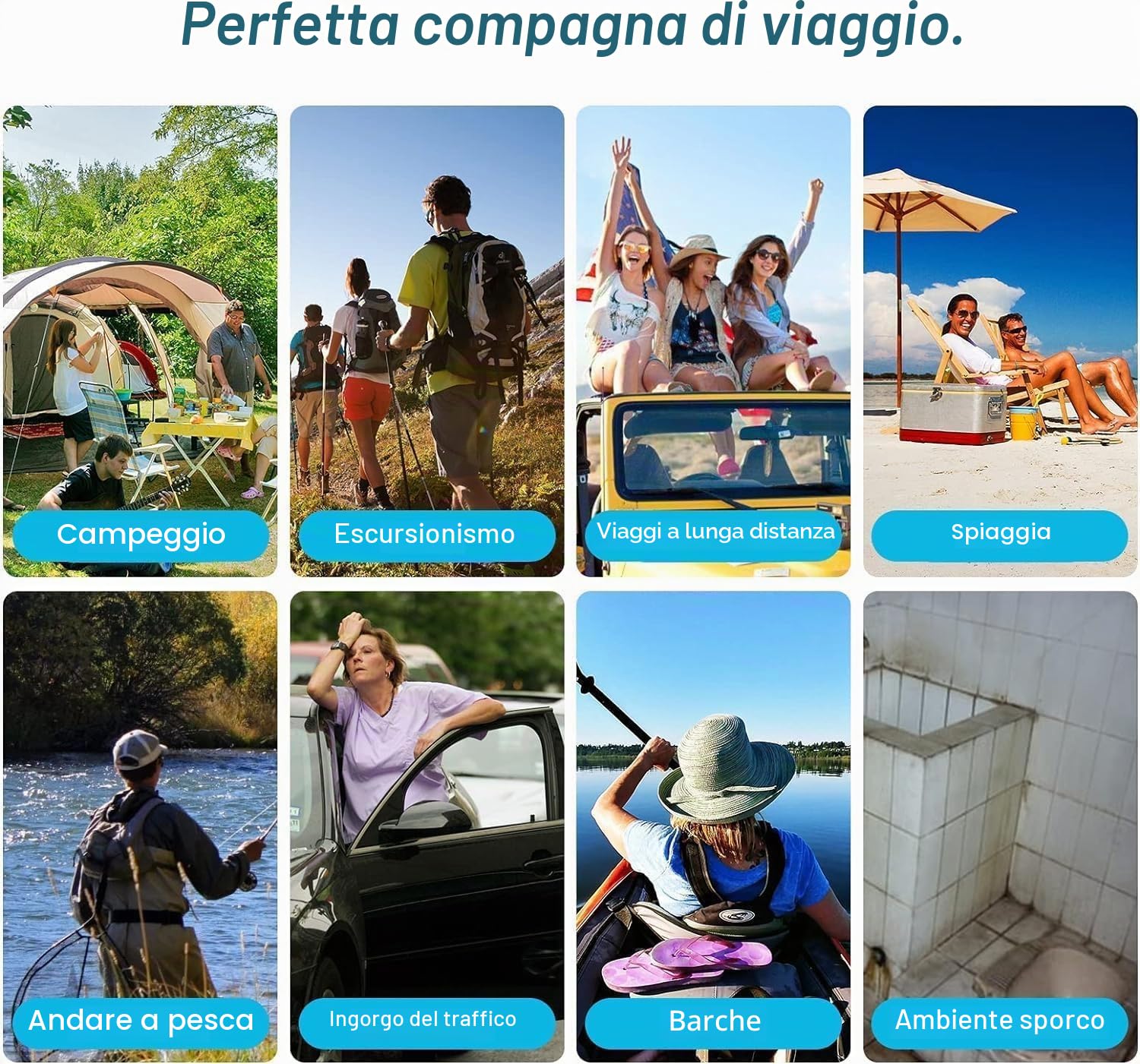 WC portatile per adulti e bambini, vasino pieghevole impermeabile per campeggio, auto, viaggi, attività all'aperto, escursioni, barca, spiaggia, tenda (nero)