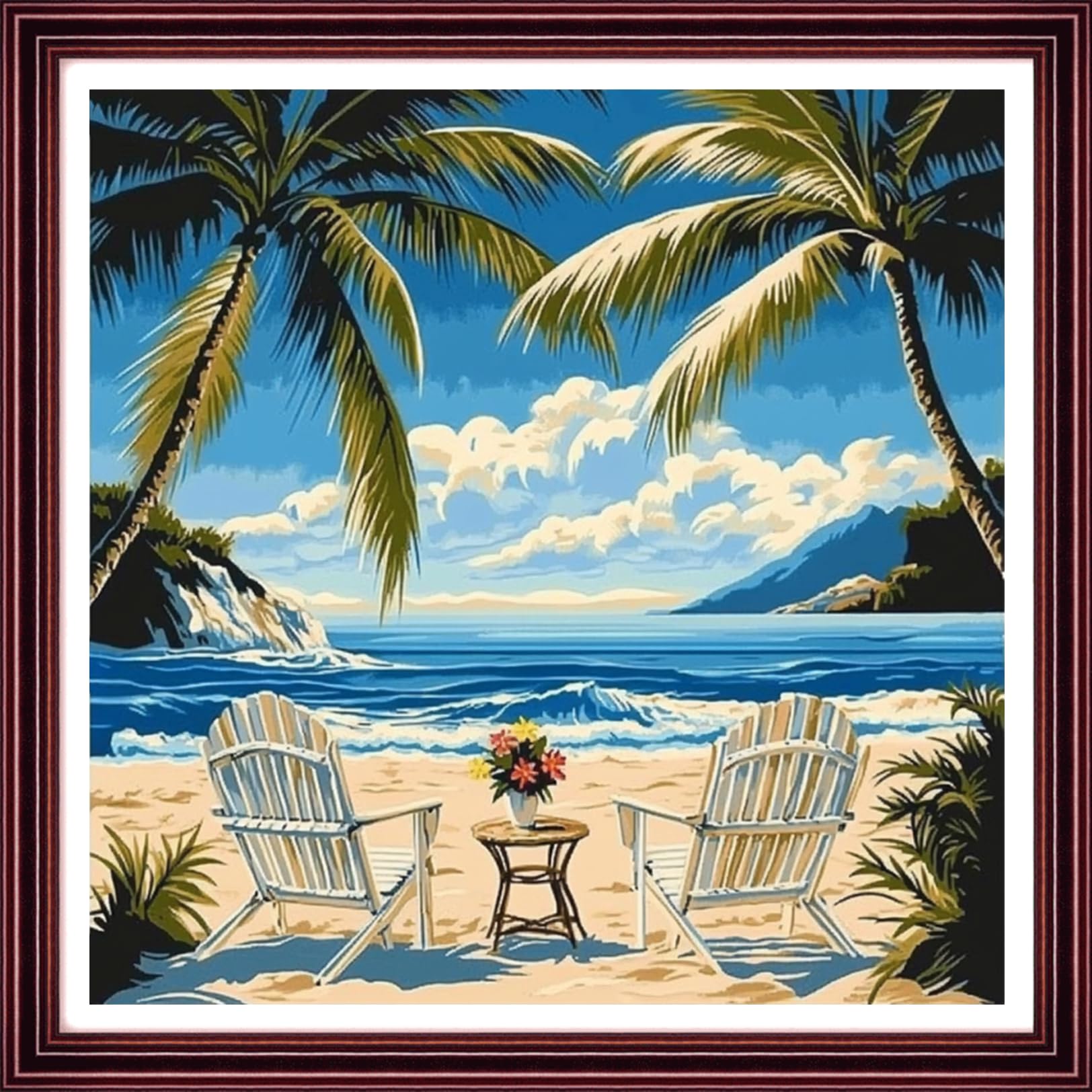 Redxing Stamped Cross Stitch Kits Full Range of Embroidery Starter Kits- Needlepoint Counted Cross Stitch Kits for Beginner Adults 11CT Printed Embroidery Kit-Resting Under Coconut Trees 18x18 inch