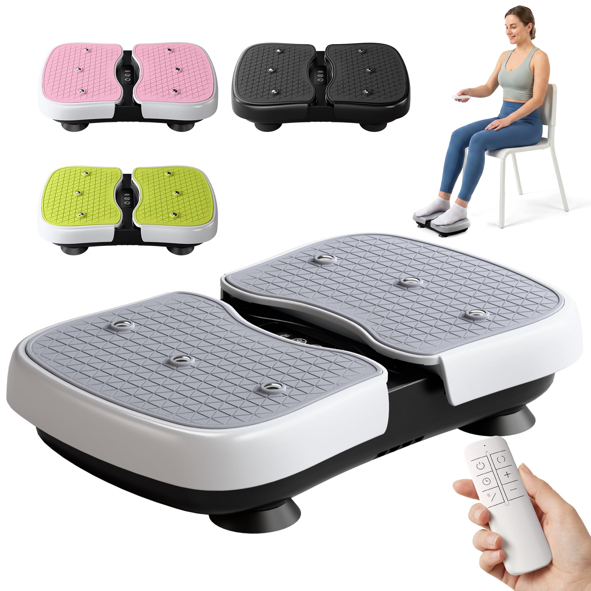 RYGEO Mini Vibration Plate Machine, Leg Waist Workout Vibrating Plate for Lymphatic Drainage Weight Loss Muscle Activation, Relieve Muscle Soreness