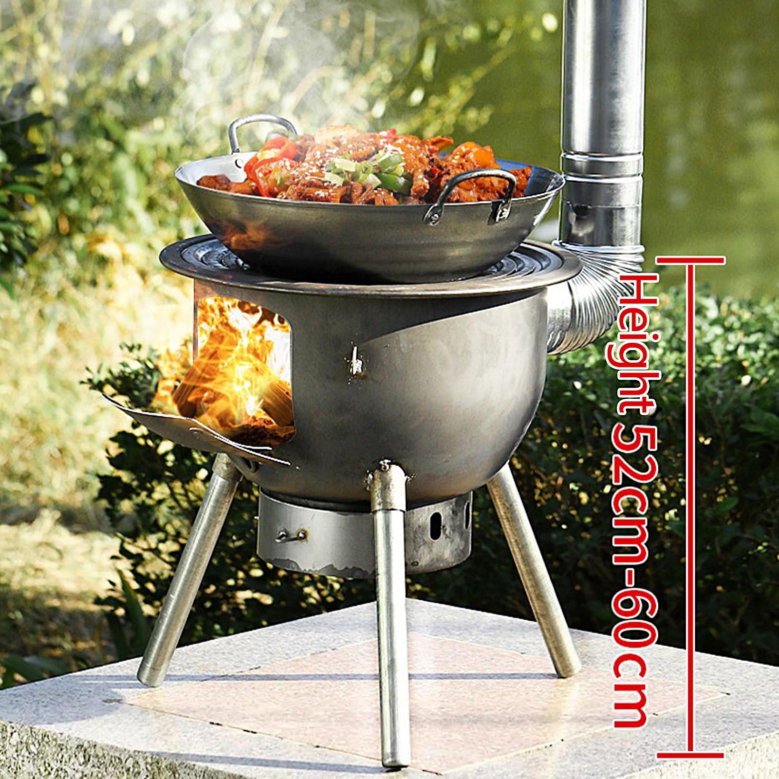 Zeltofen Holzofen mit Faltplatte, Camping Backofen mit Schornsteinrohr, Kaminofen für Kochen Camping Zelten Wandern Angeln Tragfähigkeit 150kg(73 * 73 * 60cm) Sonstiges