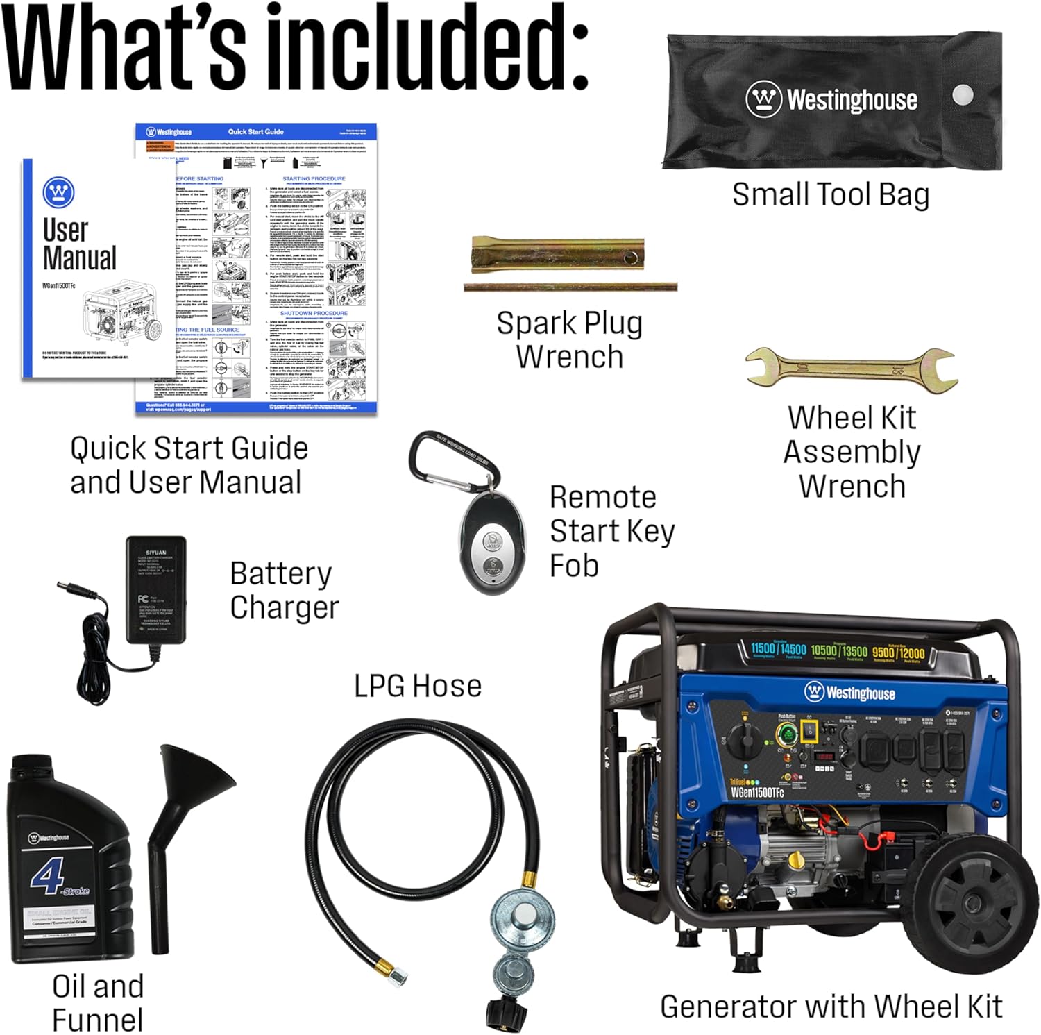 Westinghouse 14500 Peak Watt Tri-Fuel Home Backup Portable Generator, Remote Electric Start, Transfer Switch Ready, Gas, Propane, and Natural Gas Powered
