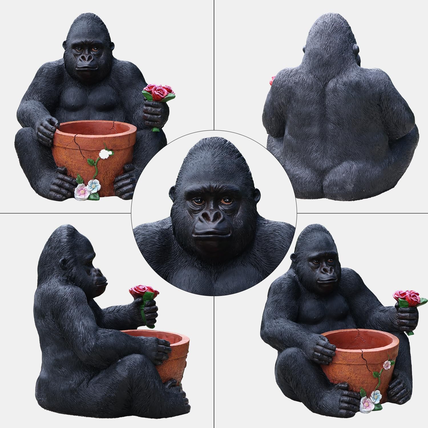 Large Statues Planter Gorilla Statue - Gorilla Flower Pot Kingkong Garden Sculptures Animal Landscaping Ornament for Lawn Balcony Yard Garden Patio Decor 19.7 Inch