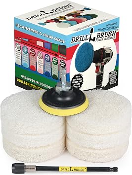 Drill Brush - Drill Power Pad Set - Bathroom - Drill Scrubber Attachment - Cleaning Pads - Shower Door - Baseboard - Power Cleaner - Bathroom Sink - Shower Cleaner - Vinyl Flooring - Scrub Pads