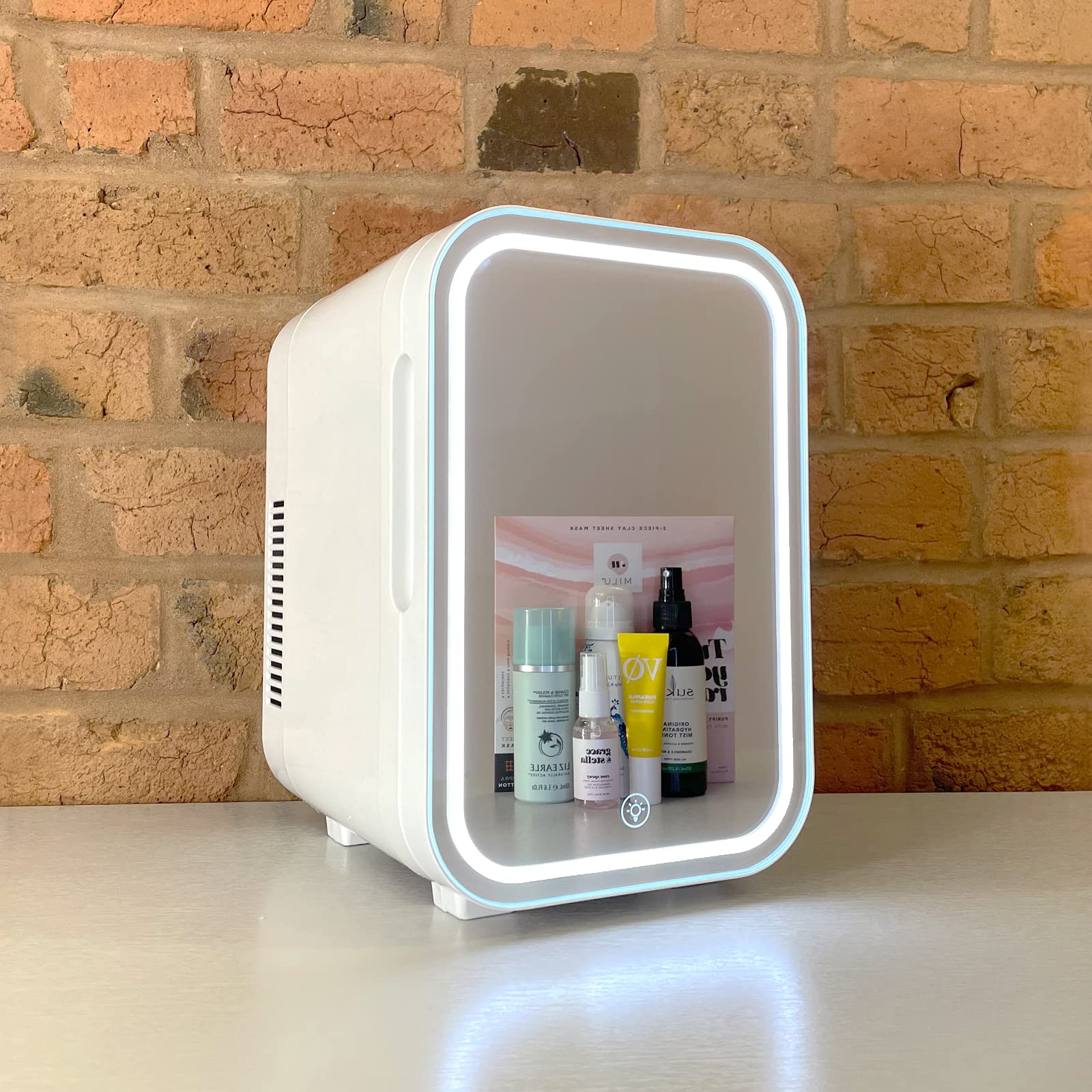 iceQ 6 Litre Mini Fridge Mirrored LED White for Office & Bedroom