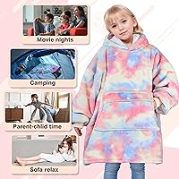 Vista 5 de Catalonia Blanket Hoodie for Kids, Oversized Wearable Sherpa Sweatshirt Pullover for Teens Youth, Gift Idea