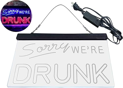 Miniatura 9 de ADVPRO Sorry We're Drunk Humor Bar - Letrero de neón LED de doble color, color azul y rojo, 12 x 8 pulgadas st6s32-i3686-br