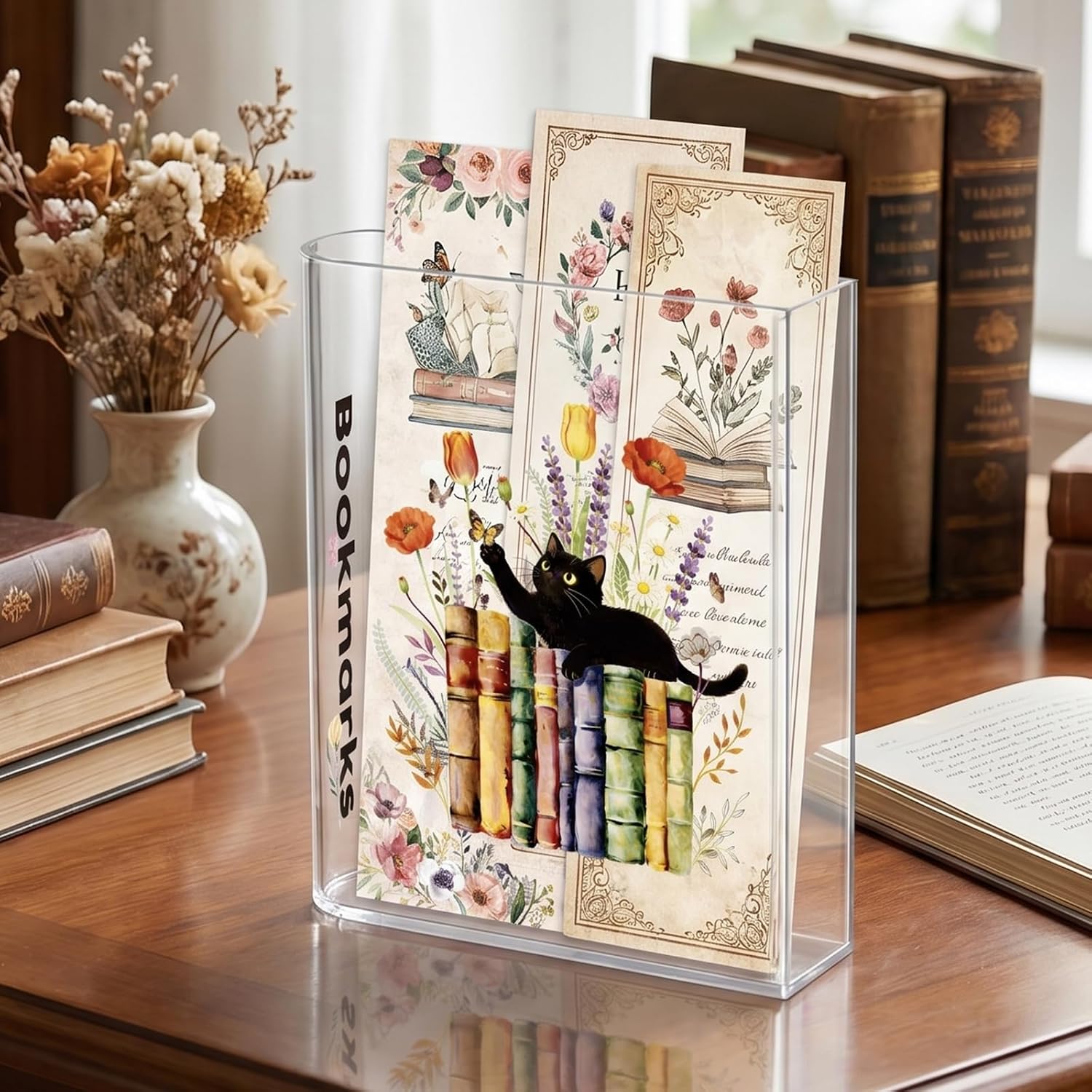 Wxiben Book Lovers Gifts for Women - Black Cat Book Shaped Acrylic Bookmark Holder, Bookish School Home Office Desk Accessories for Reading Lovers, Christmas Gifts for Bookworm Librarians Teachers image 4