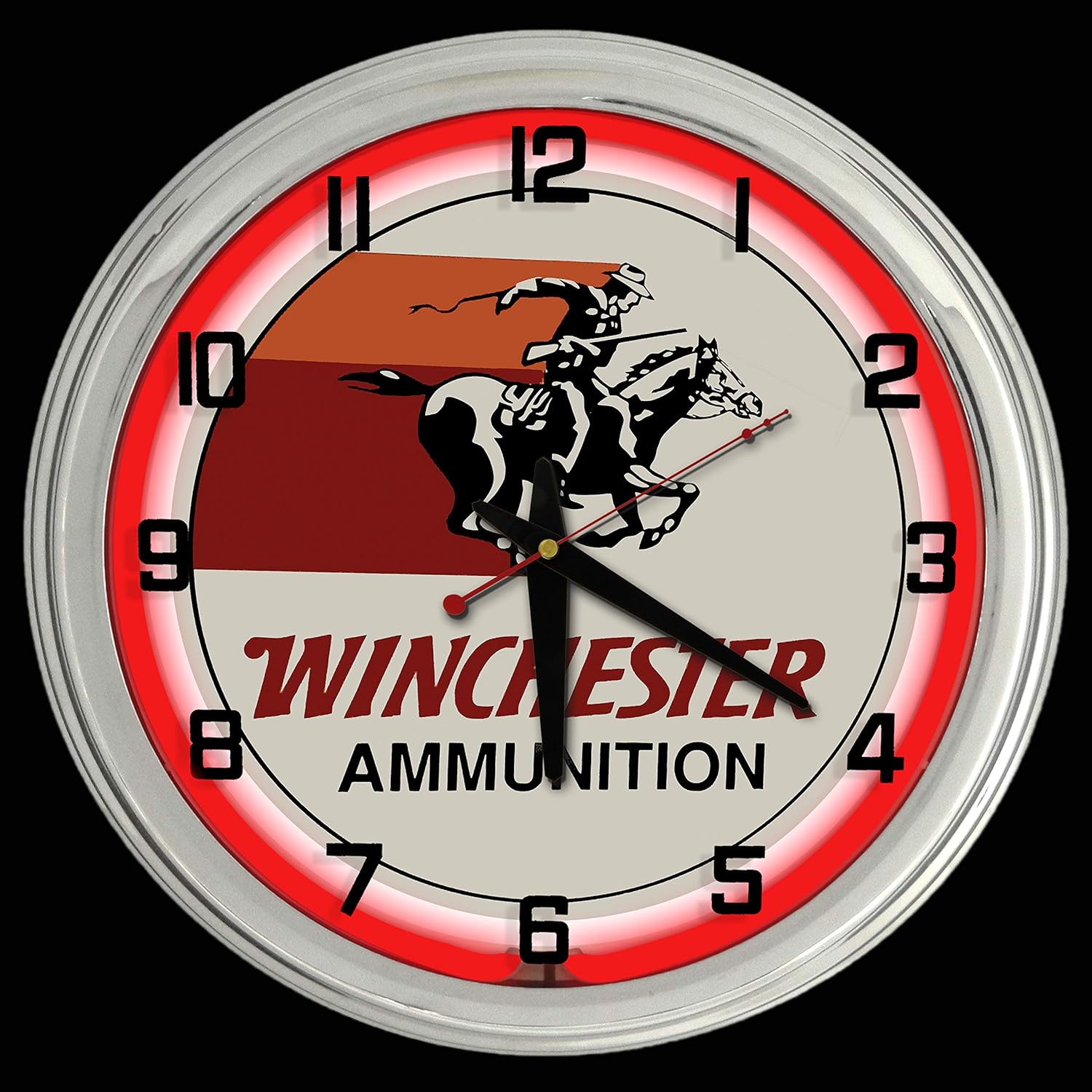 16" Winchester Ammunition Sign Red Neon Clock