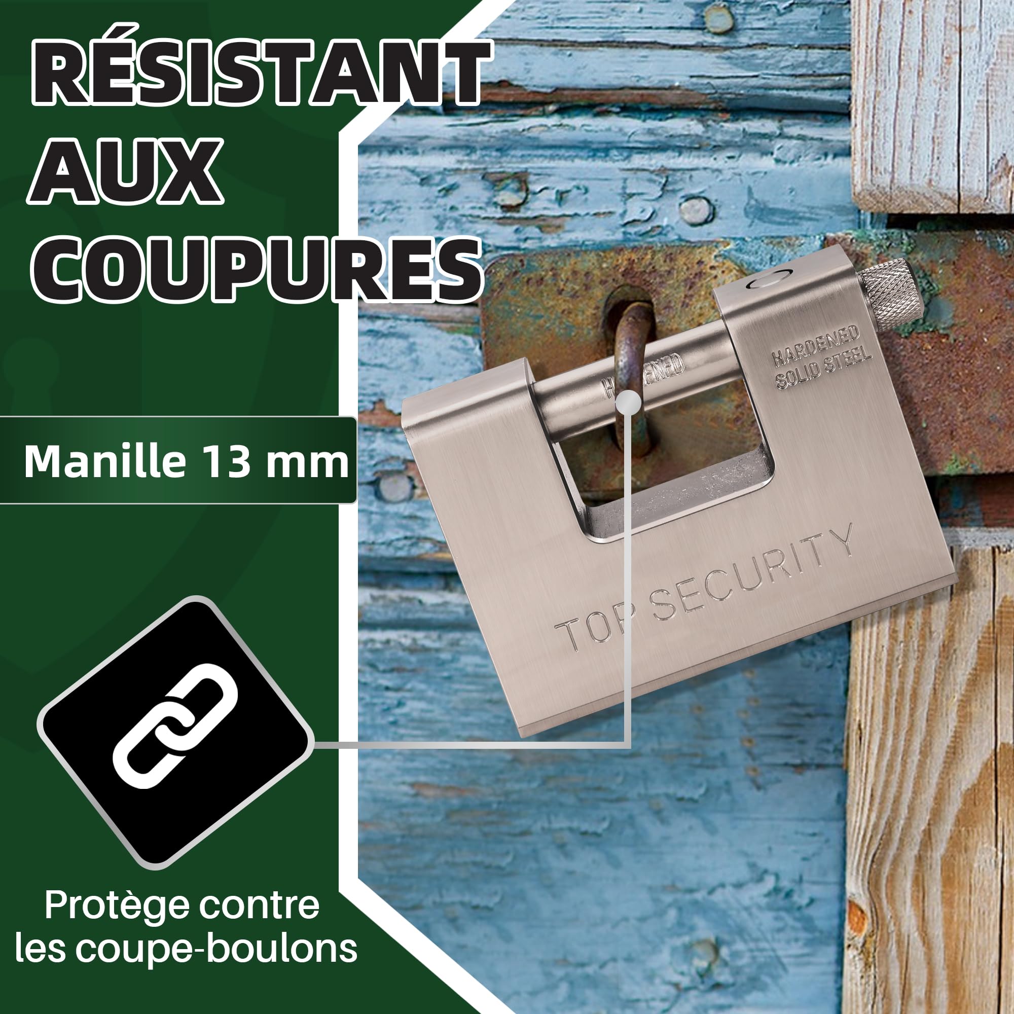 Cadenas Exterieur Ultra Robuste - Nestling® sécurité cadenas clé,Imperméable et anticorrosion,5 Clés,1.1KG,Convient aux conteneurs, entrepôts, motos, etc.(94mm)