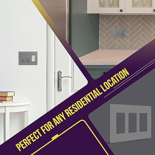 Miniatura 346 de ENERLITES SI8834-BK - Placa de pared decorativa sin tornillos, cubierta de enchufe segura, 4 entradas, 4.68 x 8.30 pulgadas (alto x largo), Negro