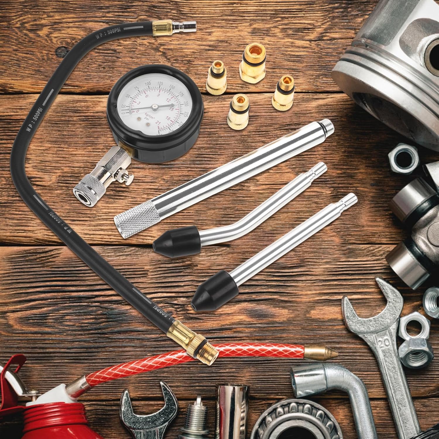 Compression Tester Pressure Gauge Set for Engine Diagnostics