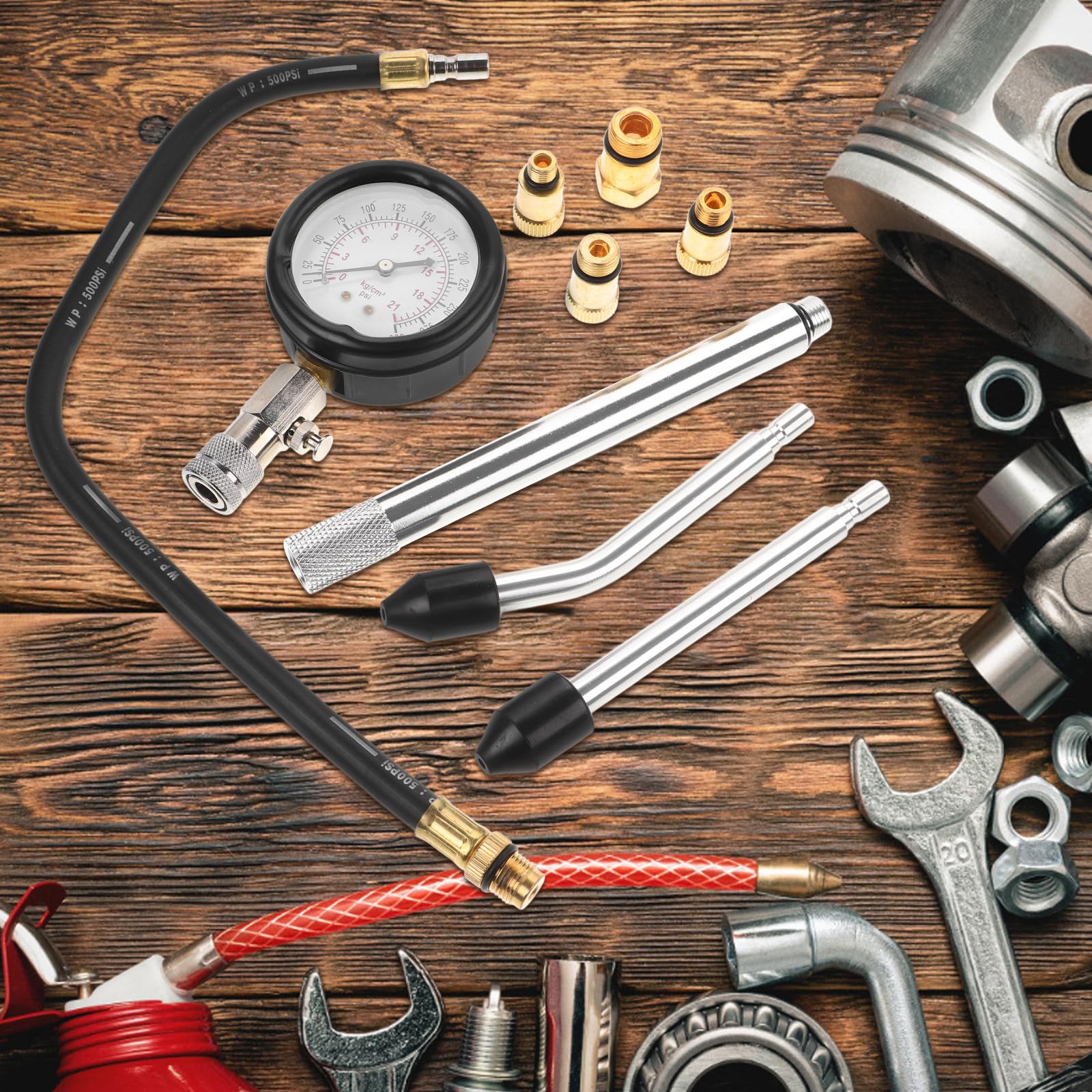 Kit de Comprobador de Compresión Aleación de y Plástico Medidor de Presión de Cilindro Confiable y Fácil de Operar para Motocicletas y Automóviles para Mantenimiento