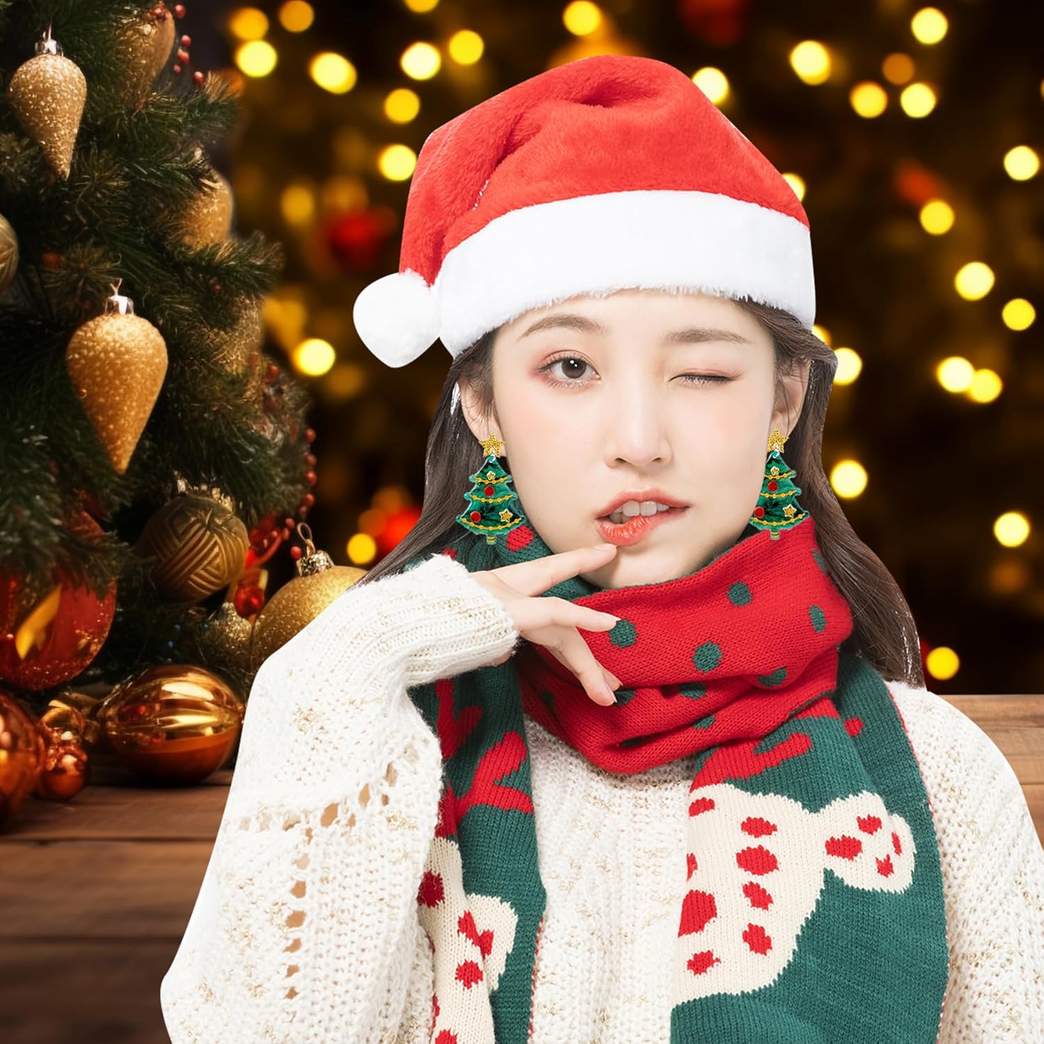 Acrylic Christmas Tree Drop Dangle Earrings - Colourful Holiday Jewelry for Women - Image 3