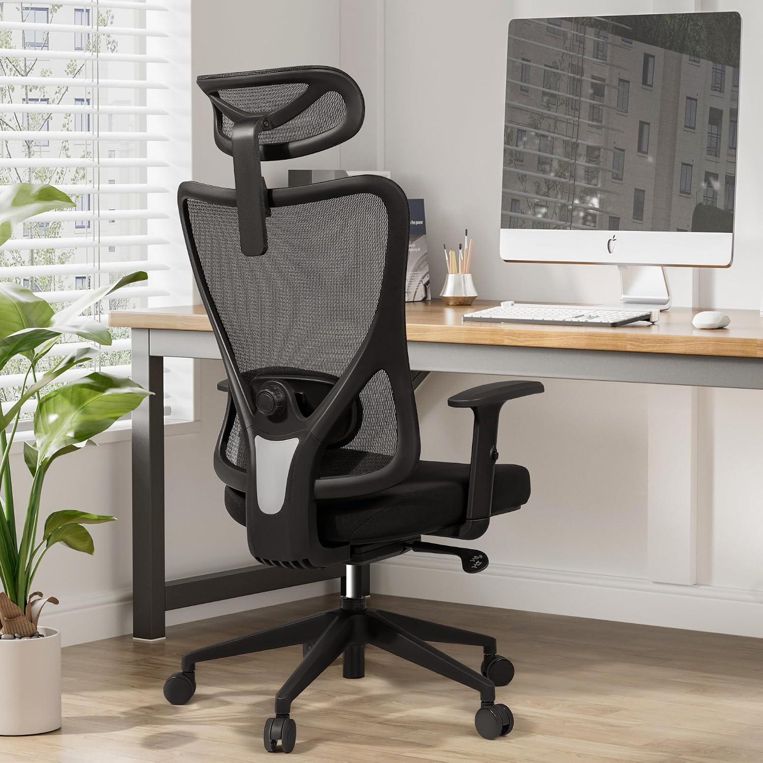 Shahoo Silla de oficina ergonómica de malla con respaldo alto ...