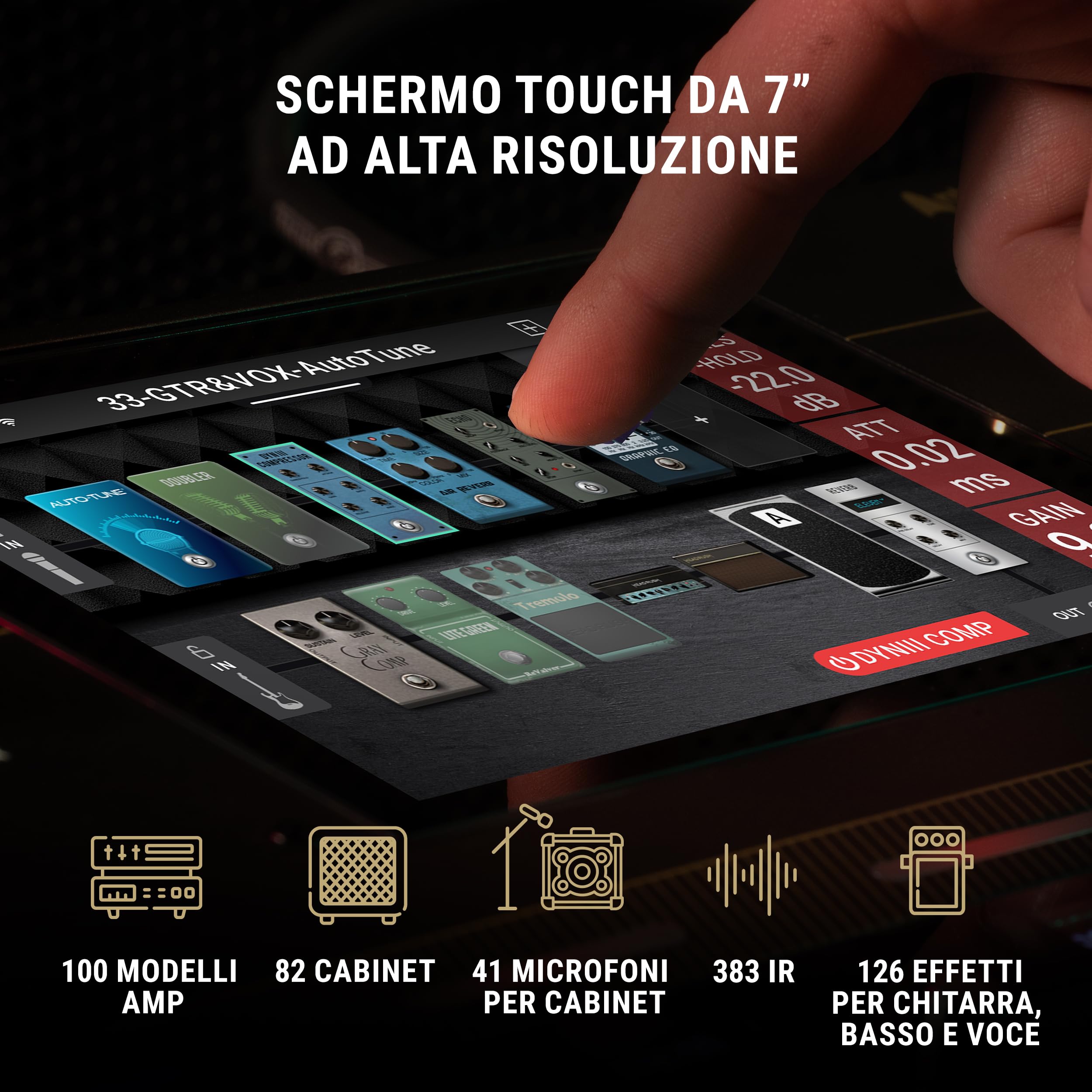 HeadRush Prime - Pedaliera Multieffetto per Chitarra e Voce, Processore con Amp Cloner, Antares Auto-tune, WiFi, Touchscreen, Looper e Bluetooth