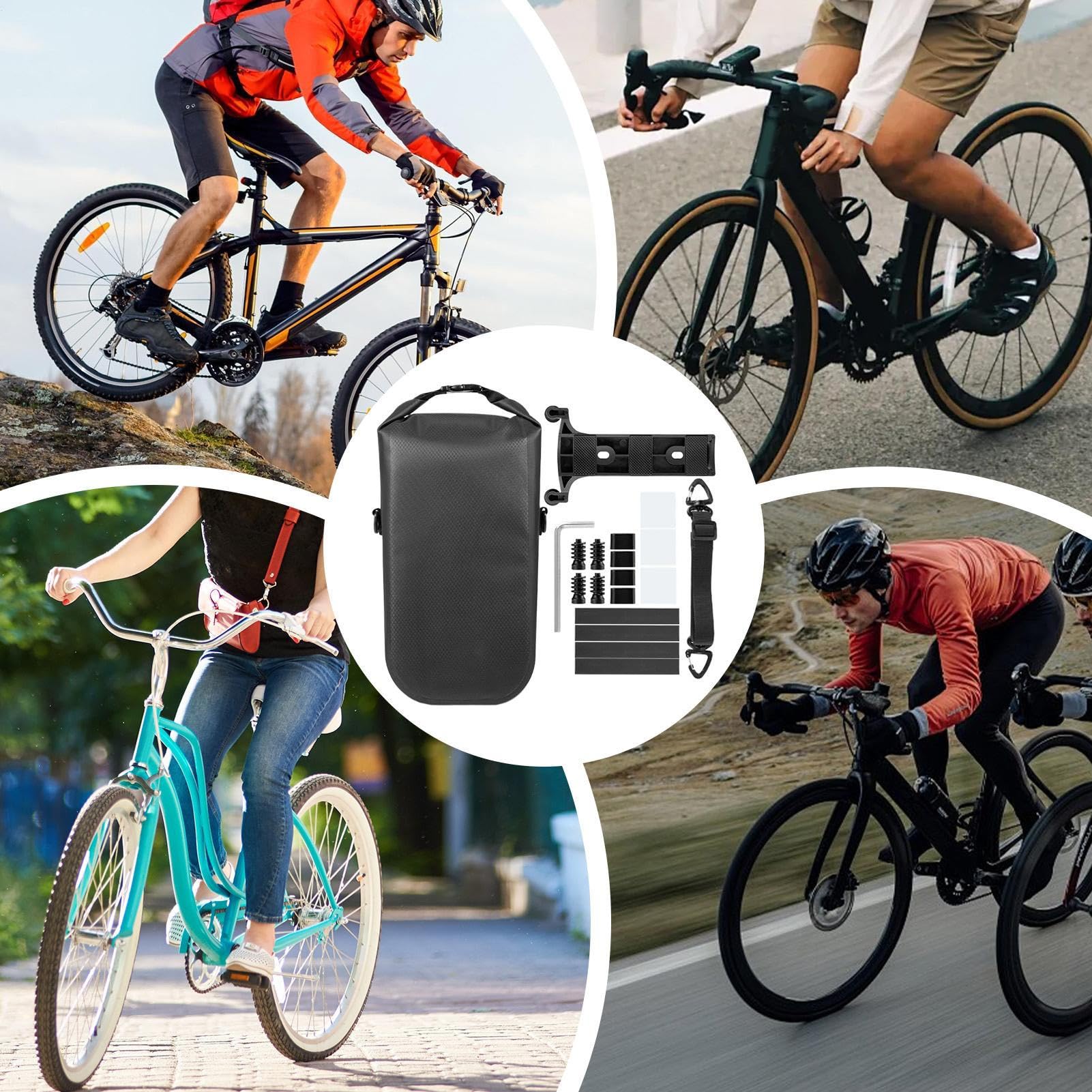 Borsa Per Foŕcella Anteriore - Coppia Di 2 Borracce Impermeabili Per Ciclismo | Sacche Per Portapacchi Dotate Di Maniglia Doppia E Cinğhia A Spalla | Per Manubrio Di Mountain Bike E Bici Da