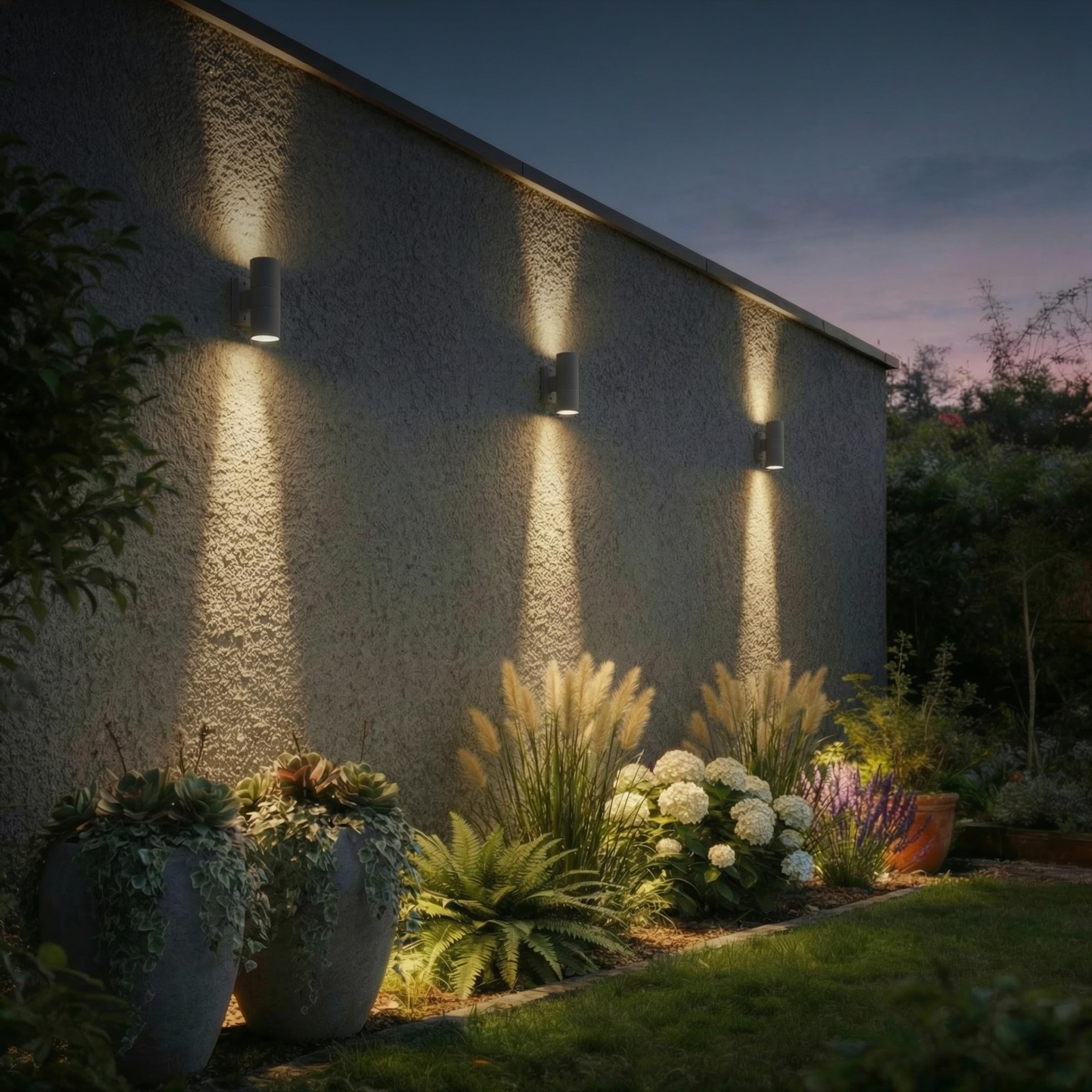 CALEX Turin Wandleuchte, für Außen & Innen, 2x GU10 Fassung, Zylinderform, Up & Downlight, wasserdicht, ohne Leuchtmittel, Anthrazit, 4er Pack