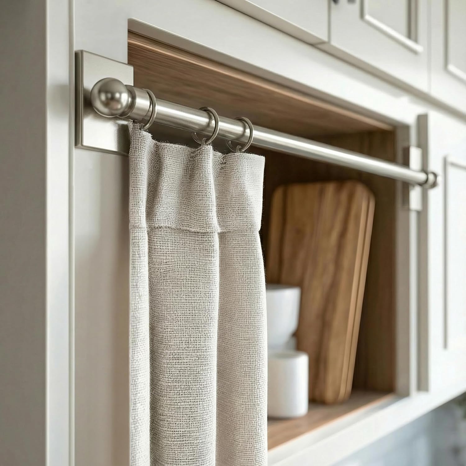 Deconovo Magnetic Curtain Rods, No-Drill Adjustable Stainless Steel Rod for Metal Doors, 9-16 Inch, 2 Pack, Nickel, Curtains Rod for Rental Friendly French Door and Sidelight Curtain Rods