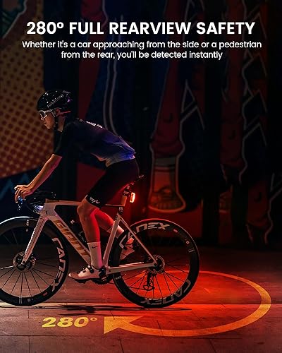 Miniatura 2 de RAVEMEN Luz trasera de bicicleta TR150, luz trasera de bicicleta visible de 280 con detección de freno y función de encendido automático