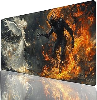 Alfombrilla Ratón xxl 100x40x0.3cm Negro Alfombrilla Escritorio Grande, Mousepad Demonio con Bordes Cosidos, Desk Pad Impermeable y Antideslizante para Oficio Mesa Gaming Protector Escritorio 4159-GYL