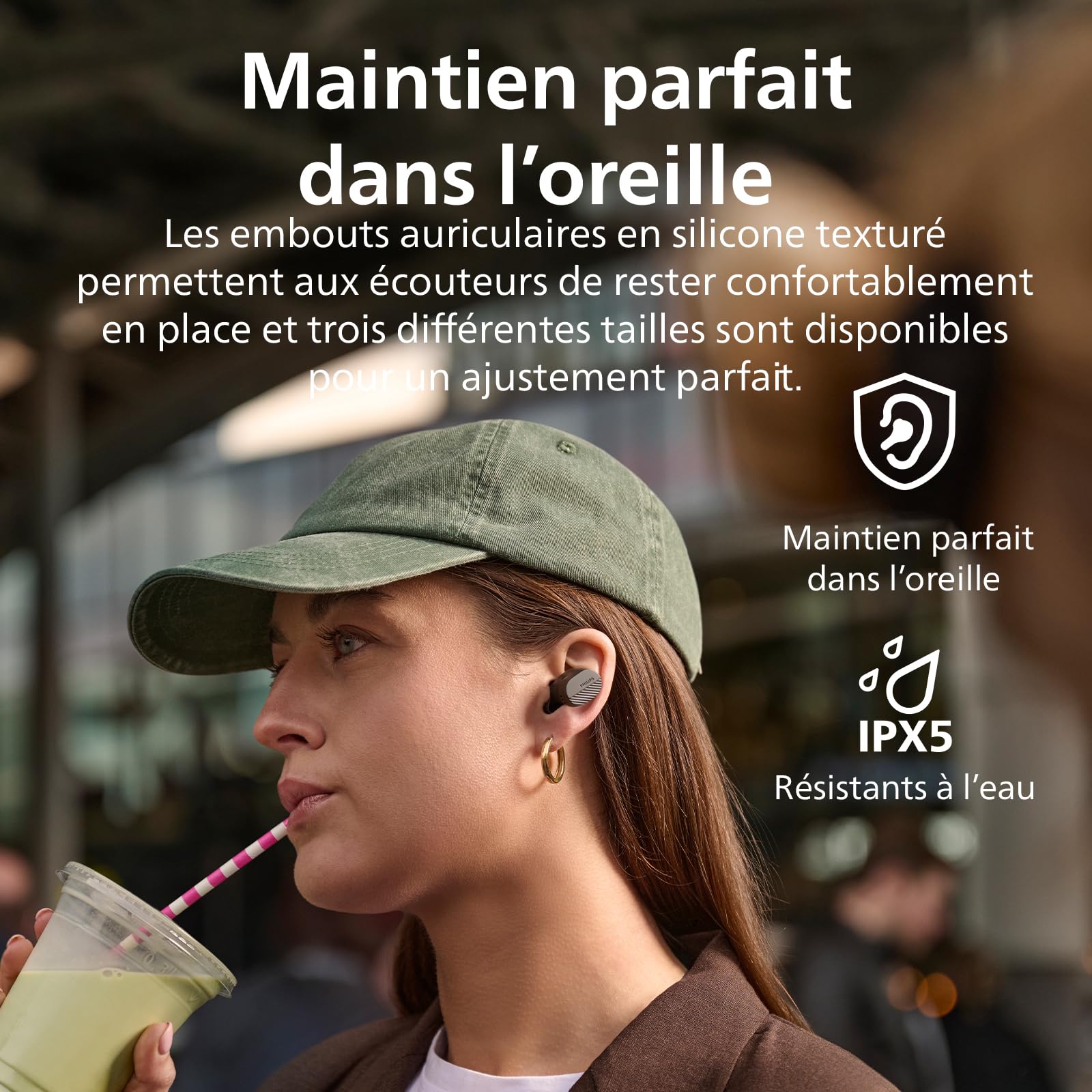 PHILIPS TAT5000BK Écouteurs Intra-Auriculaires Bluetooth True Wireless Réduction du Bruit, Petites Oreillettes - Dynamic Bass, boîtier de Charge de Poche, 40 h d'autonomie, appels clairs - Noirs